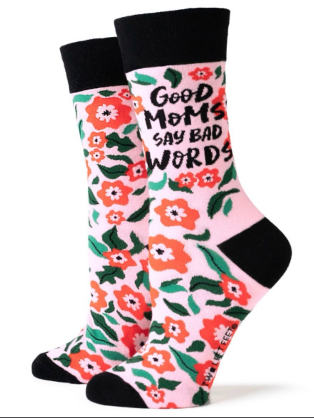Good Moms Say Bad Words Floral Crew Socks two left feet women’s 10-12.5 men’s 8